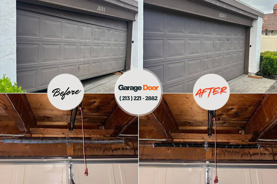 Before and after: garage door repair East Hazel Crest, IL